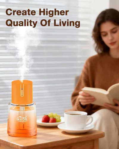 Vista 4 de Difusor inteligente de aroma para automóvil, difusor de aceite esencial de 3.5 onzas líquidas con aroma a lavanda, difusor de coche de 3 modos