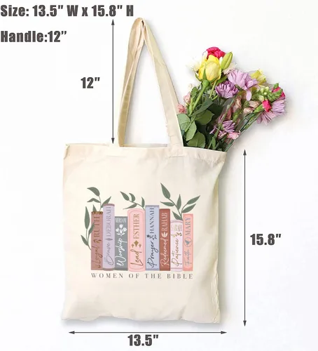 Vista 4 de TSIIUO Bolsa de lona cristiana con versículo bíblico, lindo gráfico para mujeres de la Biblia, bolsa de compras reutilizable, regalo divertido