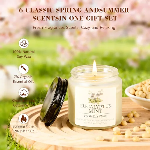 Vista 4 de Spring Summer Scented Candles Set, Soy Candles for Home, 6 Pack Candle Gift Set - Gifts for Women Mother's Day, Aromatherapy Candle, 21 oz Scented