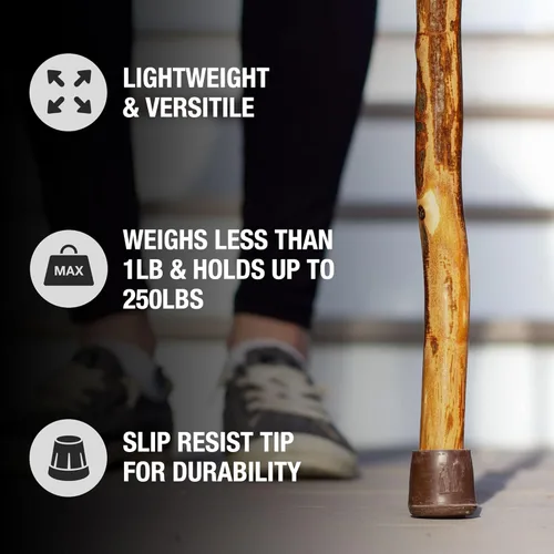 Vista 5 de Brazos Wooden Walking Canes for Men and Women, Stable Walking Sticks for Seniors, Made in The USA