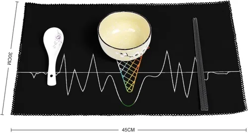 Vista 2 de Ice Cream Cone Heartbeat Placemats Set of 6 Resistant Table Mats Washable Place Mats for Dinner Party Table Decoration