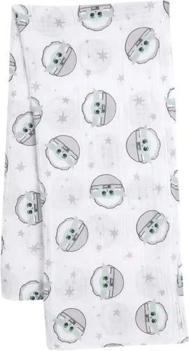 Vista 2 de Lambs & Ivy Star Wars Baby Yoda/The Child Conjunto de Regalo de Manta de Arrullo y Mantita de Apego