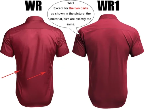 Vista 3 de COOFANDY Camisas de vestir para hombre, sin arrugas, manga corta, casual, con botones