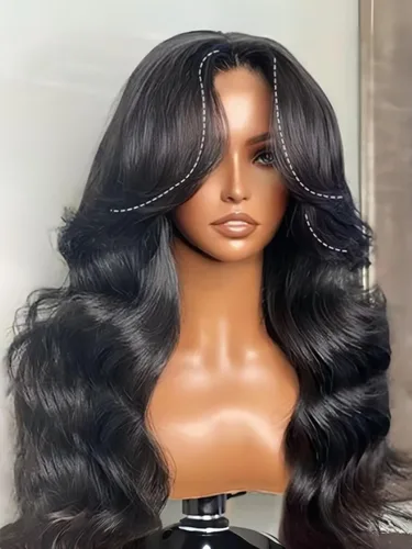Vista 17 de UNICE Bye Bye Slip Peluca de Capas Emplumadas con Raya Lateral de Cabello Humano Sin Pegamento con Tiras de Silicona Seguras y Cordón Densidad 200%
