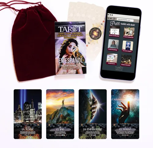 Vista 9 de TAROTskills Baraja de tarot de Lightworker: 78 cartas de tarot para principiantes con símbolos de jinete de espera, chakras y reiki alineados