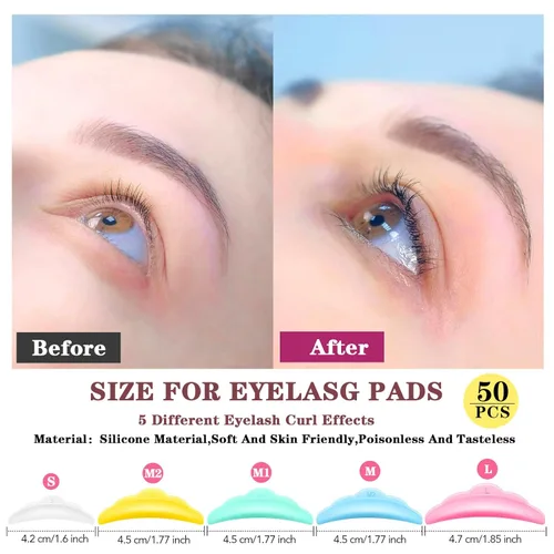 Vista 2 de Kit de levantamiento de pestañas, 232 piezas, 50 varillas de elevación de pestañas, 2 herramientas separadoras de pestañas con peine de separación