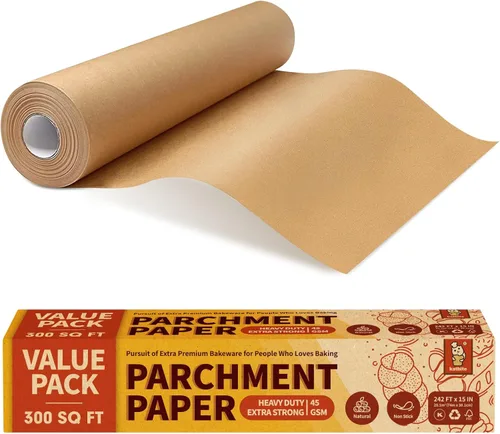 Vista 11 de Rollo de papel de pergamino sin blanquear para hornear 12 pulgadas x 262 pies, 260 pies cuadrados, papel para hornear resistente y antiadherente