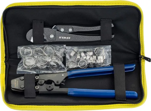 Vista 5 de Tubería Pex-b de 1/2 pulgada (2 x 75 pies = 150 pies, roja y azul), kit de bricolaje con accesorios, accesorio de engarzado, herramienta