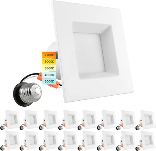 Vista 8 de LUXRITE Luces LED empotrables cuadradas de 4 pulgadas, temperatura de color CCT seleccionable 2700K 3000K 3500K 4000K 5000K, luces