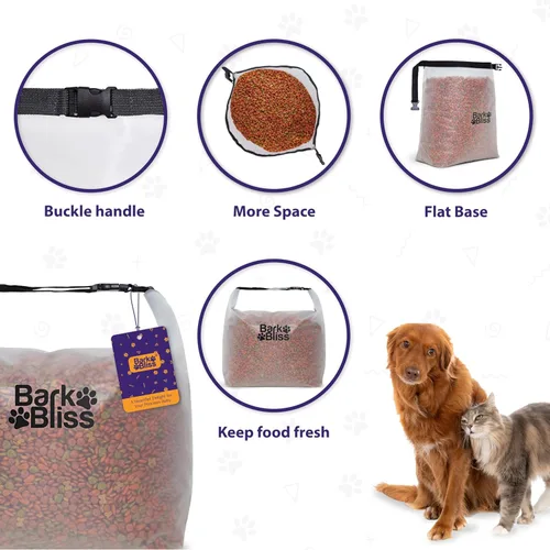 Vista 6 de Bolsa de viaje de comida para perros de 80 tazas, recipiente portátil grande, a prueba de fugas, resistente al agua, con gancho y bucle, plegable