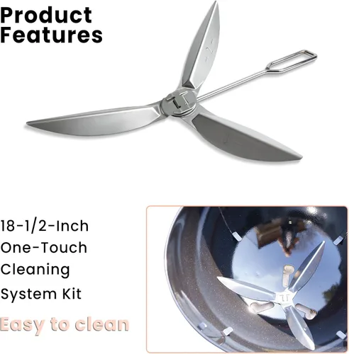 Vista 5 de Kit de sistema de limpieza de parrilla de 18-1/2 pulgadas compatible con Weber Kettle Grill 7443 90719 - Piezas de repuesto para parrilla de carbón