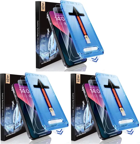 Vista 9 de MAGIC JOHN Paquete de 2 protectores de pantalla de vidrio templado para iPhone 13/14 y iPhone 13 Pro de 6.1 pulgadas, eliminación automática