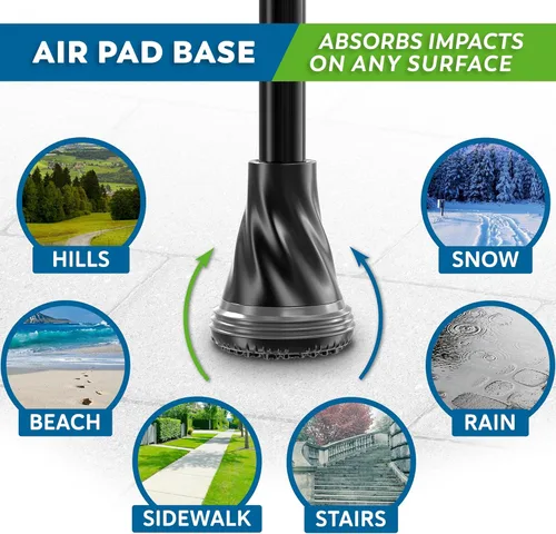 Vista 5 de HONEYBULL Walking Cane for Men & Women – Foldable, Adjustable, Lightweight Cane with Air Cushion Tip for Stability & Ergonomic Grip, Heavy Duty