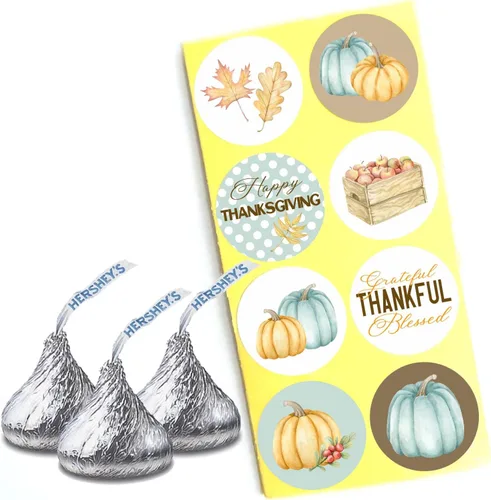 Vista 6 de Etiquetas de Acción de Gracias de otoño para Hershey's Kisses Chocolates - Calcomanías de caramelo de cosecha de otoño - Juego de 240