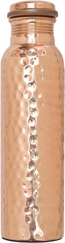 Vista 5 de VJR Botella de agua de cobre – 34 onzas extra grande – martillada, a prueba de fugas, recipiente ayurvédico de cobre 100% puro para beber, soporte