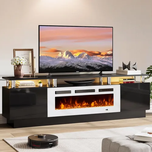 Vista 15 de Soporte de TV de 70 pulgadas para sala de estar, centro de entretenimiento moderno y consola multimedia, se adapta a televisores de hasta 80