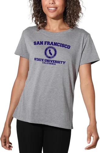 Vista 278 de Colección oficial de camisetas sueltas con logotipo de círculo envejecido universitario para mujer, jaspeado atlético