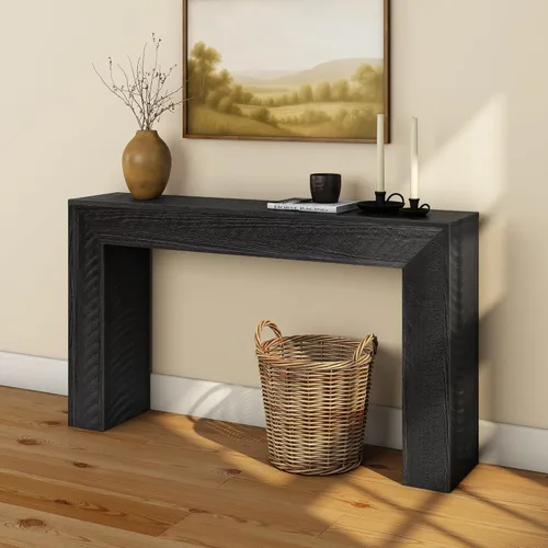 Vista 14 de Plank+Beam - Mesa de consola Camden de 66 pulgadas - Madera de pino macizo, fácil de montar para sala de estar o entrada, estilo rústico Char