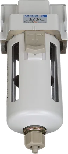 Vista 6 de PneumaticPlus SAF400-N04B Filtro de partículas de aire comprimido 1/2" NPT, elemento de 10 micrones, cuenco de polietileno, drenaje manual, soporte