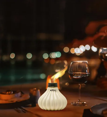 Vista 2 de Deco Window Paquete de 3 antorchas de mesa para interiores y exteriores, lámpara de mesa de aceite de citronela, linterna de paisaje surtido