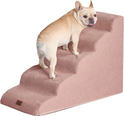Vista 36 de EHEYCIGA Rampa de escaleras curvadas para perros pequeños de 15.7 pulgadas de alto, escalones para perros de 3 escalones para sofá y silla