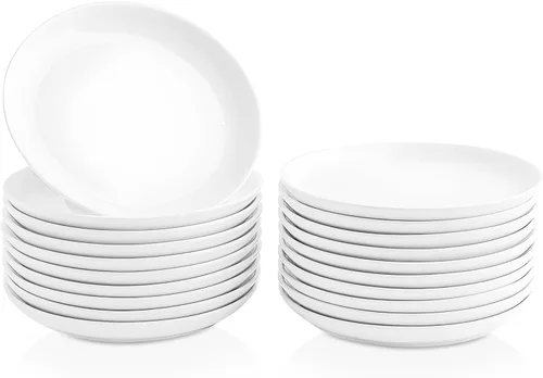 Vista 10 de Juego de platos de cerámica de 16 piezas, platos de postre pequeños de 5.6 pulgadas, platos redondos blancos para pan, mantequilla, aperitivos