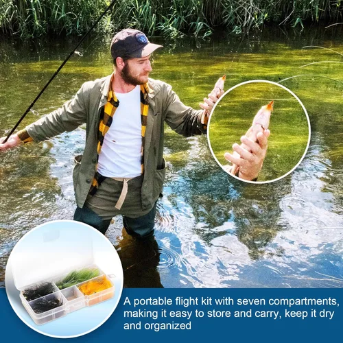 Vista 6 de 24 piezas Woolly Bugger Streamer - Moscas de pesca con mosca, ninfa, trucha, surtido, serpentina, moscas de pesca con caja para moscas