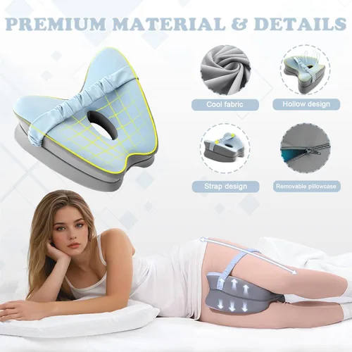 Vista 3 de Almohada de rodilla para personas que duermen de lado, almohada ergonómica de espuma viscoelástica para alinear la columna vertebral, ciática