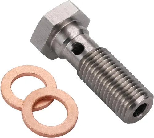 Vista 7 de 3AN 3/8 x 24 UNF Adaptador de Tornillo de Freno de Banjo Único de Acero Inoxidable de 20mm de Largo con Arandelas de Cobre