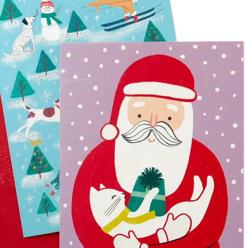 Vista 5 de Hallmark - Tarjetas de Navidad en caja, gatos y perros (4 diseños, 12 tarjetas y sobres)