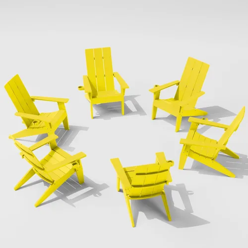 Vista 36 de MXIMU Silla Adirondack moderna resistente a la intemperie con portavasos, sillas de gran tamaño para hogueras Adorondic de plástico al aire libre