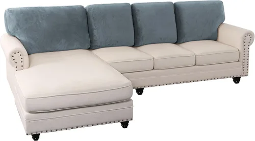 Vista 10 de PrinceDeco Fundas de cojín para sofá, funda elástica y lavable, funda de cojín ajustable de tela de terciopelo antideslizante, protector de muebles