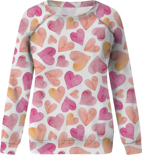 Vista 7 de Sudadera de manga larga con estampado de leopardo y corazón para mujer, para el día de San Valentín, sin botones, para niñas, regalos