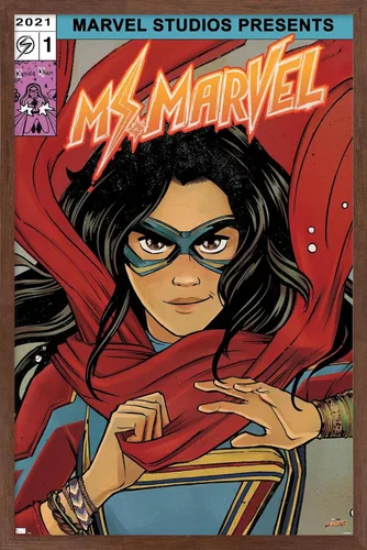 Vista 17 de Trends International Marvel Ms. Marvel - Póster de pared de cómic, 22.4 pulgadas de largo x 14.7 pulgadas, versión enmarcada en madera de granero