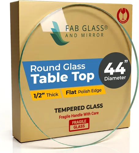 Vista 33 de Fab Glass - Mesa redonda de cristal de 48 in, grosor de 3/4 in, cristal pulido plano templado, Vidrio, Transparente