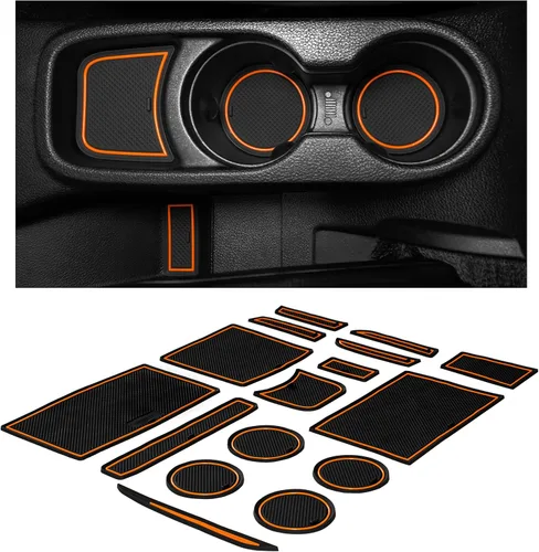 Vista 9 de CupHolderHero Compatible con accesorios Jeep Wrangler JK 2011-2017, insertos interiores antideslizantes antipolvo, tapetes de revestimiento