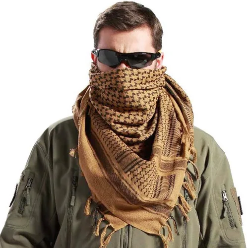 Vista 6 de Luxns Bufanda táctica militar Shemagh del desierto 100% algodón Keffiyeh bufanda para hombres y mujeres