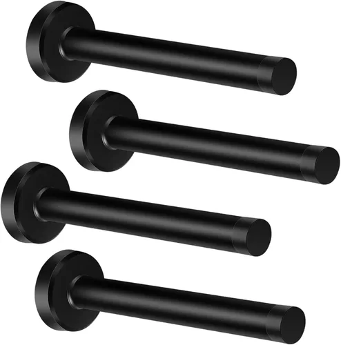 Vista 11 de Tope de puerta, tope de puerta negro de 4 pulgadas montado en la pared con puntas de parachoques de goma, protector de pared de acero inoxidable