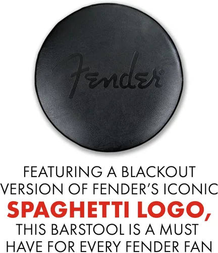 Vista 6 de Taburete giratorio con logo en relieve negro de Fender, excelentes regalos para papá, con 1 año de garantía limitada, montaje simple, negro/negro