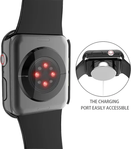 Vista 6 de Misxi - Juego de 2 fundas rígidas de policarbonato y protector de pantalla de vidrio templado compatibles con Apple Watch Series 9 (2023) Series 8