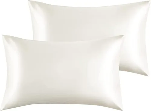 Vista 15 de Juego de 2 fundas de almohada de seda satinada de lujo para cabello y piel, fundas de almohada de satén con cierre de cremallera (estándar