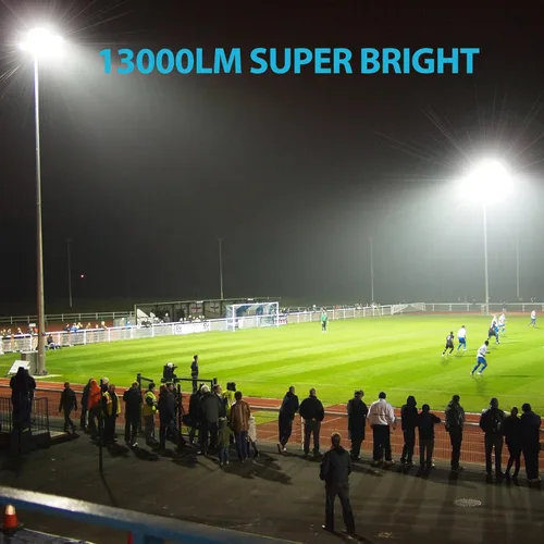 Vista 2 de Olafus Paquete de 2 luces LED de 100 W para exteriores, 9000 lúmenes, luces de inundación al aire libre, IP66 impermeable LED con enchufe, luz