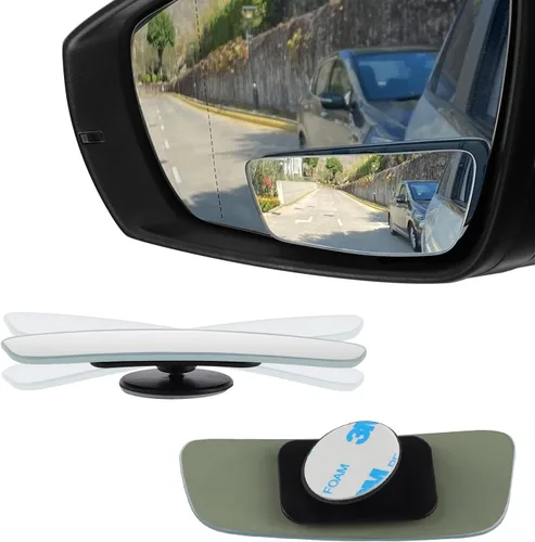 Vista 10 de LivTee Espejo de coche de punto ciego, con forma de ventilador asimétrico de vidrio HD, sin marco, espejo retrovisor convexo con gran angular