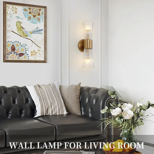 Vista 8 de EFINEHOME Apliques de pared modernos de mediados de siglo con pantalla de vidrio de cristal, luces de tocador de baño de 2 luces de vidrio, apliques