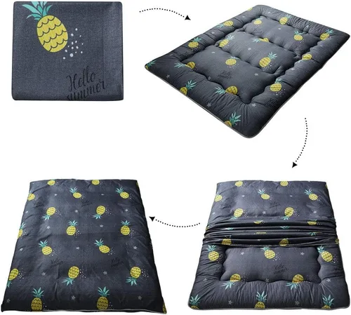 Vista 147 de Colchón futón japonés de piso gris constelación, de piso tatami, portátil, para acampar, para niños, sofá cama plegable enrollable con protector