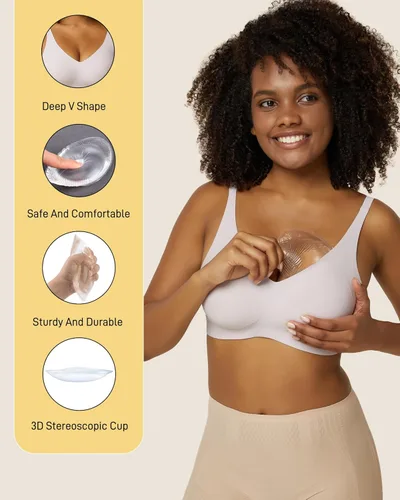 Vista 3 de Niidor Self-Adhesive Bra Pads Insert Removable Triangle Push Up Sticky Bra Cups Breast Lifter for Bikini Swimsuit (Nude)