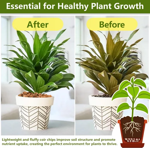 Vista 4 de Legigo Chips de fibra de coco de 1.1 libras para plantas - Ladrillo de chips de coco 100% orgánico, mezcla para macetas con bajo equilibrio EC y PH