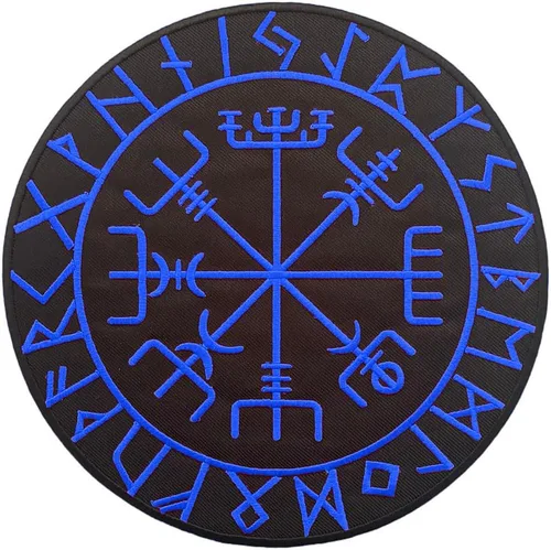 Vista 9 de Viking Compass - Parche de espalda grande para chaleco de motociclista personalizado, planchado/coser, verde grande