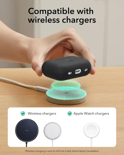 Vista 7 de ESR Funda para AirPods Pro de 2ª generación (cable USB-C/Lightning), compatible con AirPods Pro (2023/2022/2019), tapa magnética, cubierta de Negro