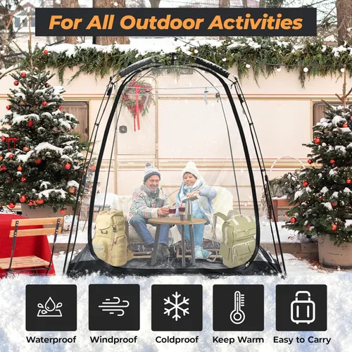 Vista 5 de All Weather Proof Pod Pop Up Bubble Tent for 3-8 People, Large Oversize Dome House, Cold Protection Camping Tent, Winter Instant Igloo for Outdoor